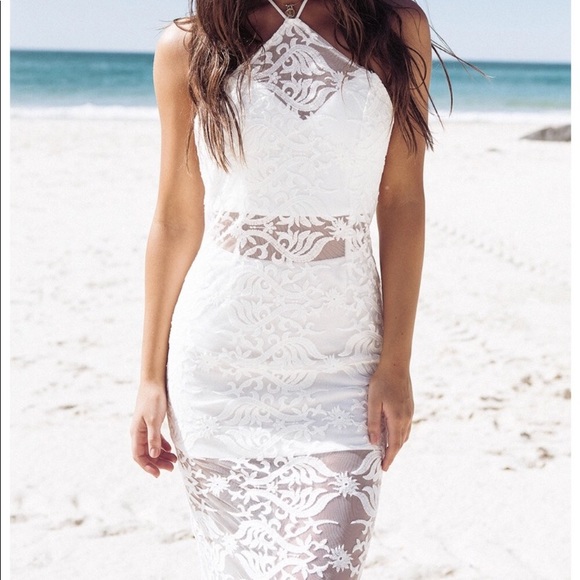 Sabo Skirt Formal White Lace Maxi Gown - Picture 2 of 4